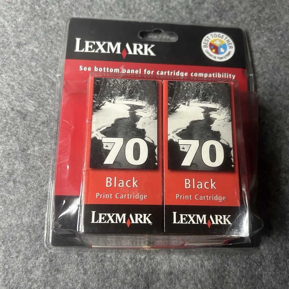 Lexmark 70 Black Ink Cartridge Twin Pack 12A1970 New Sealed